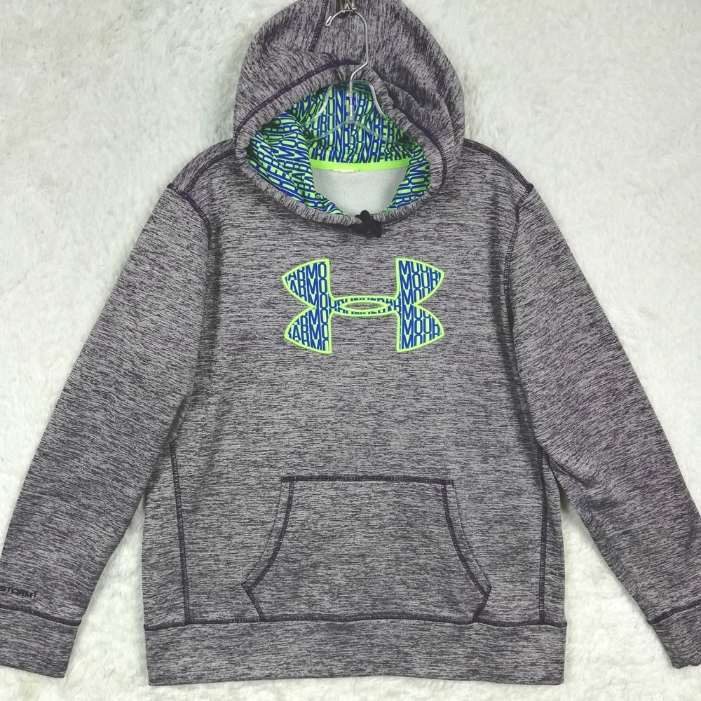 Under Armour Womens Sweatshirt Hoodie Storm1 Purple Heather Kangaroo Loose M